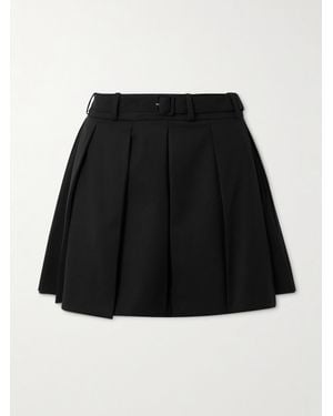 Patou Minirock Aus Elastischem Woll-Twill Mit Falten Und Gürtel - Schwarz