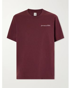 Sporty & Rich Syracuse Logo-Print Cotton-Jersey T-Shirt - Red