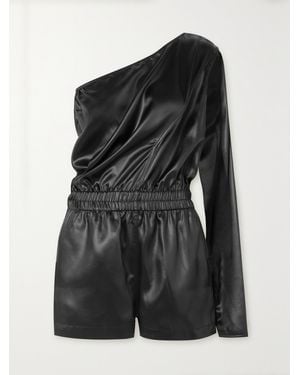 Rick Owens Convertible One-Sleeve Satin Playsuit - Black
