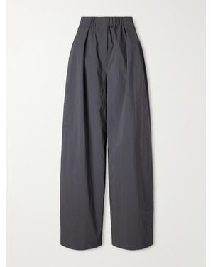 St. Agni Pleated Cotton-Blend Mid-Rise Wide-Leg Trousers - Grey