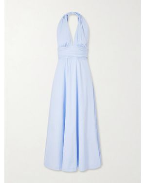 blue halter summer dress Melodie Halter Knit Maxi Dress - Cyan Blue main image 0