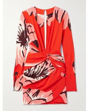 Johanna Ortiz Gangaway Twist-Front Floral-Print Crepe Mini Dress - Red
