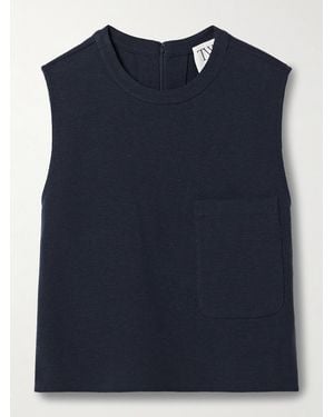 Twp Cropped French Wool-Blend Terry Tank - Blue