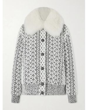 Moncler Beille Bomber Jacket With Detachable Shearling Collar - White