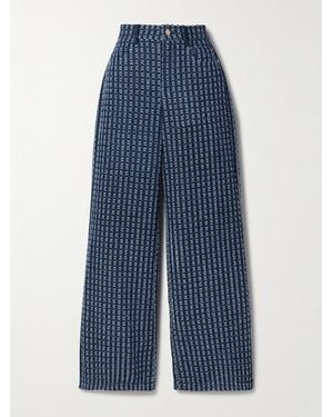 Cult Gaia Katya Cutout Distressed High-Rise Straight-Leg Jeans - Blue