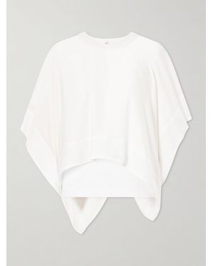 Sacai Layered Cotton-Trimmed Satin Blouse - White