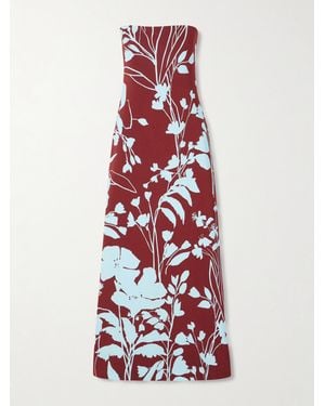 Cara Cara Benita Floral-Print Stretch-Crepe Strapless Maxi Dress - White