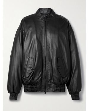 Wardrobe NYC Leather Bomber Jacket - Black
