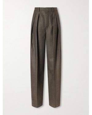 Saint Laurent Straight-Leg Wool Pants - Brown