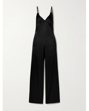 Rivet Utility Foxy Open-Back Silk-Blend Satin Jumpsuit - Black