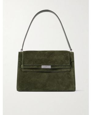 Tory Burch Lee Radziwill Large Suede Shoulder Bag - Green