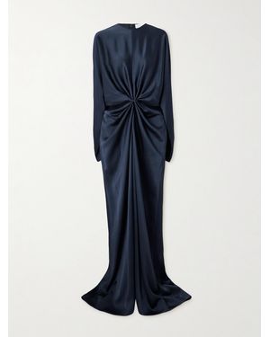 Stella McCartney Twist-Front Cutout Satin Gown - Blue
