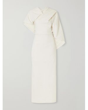 Issey Miyake Allow Draped Stretch Washi-Blend Maxi Dress - White