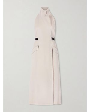 Max Mara Cime Stretch Cotton And Wool-Blend Halterneck Maxi Dress - Natural
