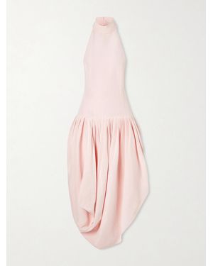 Magda Butrym Pleated Draped Silk Halterneck Midi Dress - Pink