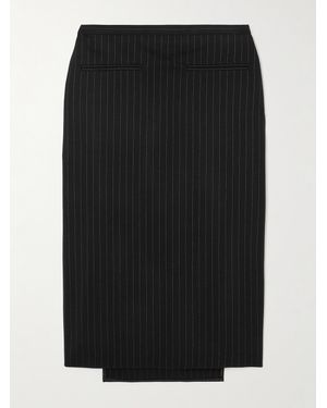 Courreges Panelled Pinstriped Wool-Blend Twill Midi Skirt - Black