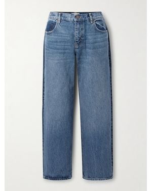 La Ligne Marilyn Zweifarbige, Hoch Sitzende Jeans Mit Weitem Bein - Blau