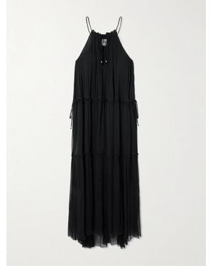 Isabel Marant Alita Midikleid Aus Chiffon Mit Raffungen - Schwarz