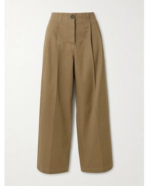 TOTEME Pleated Cotton-Twill Wide-Leg Trousers - Natural