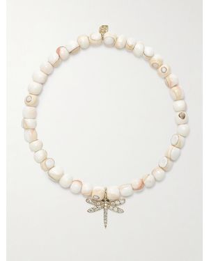 Sydney Evan Dragonfly 14-Karat, Shell And Diamond Bracelet - White
