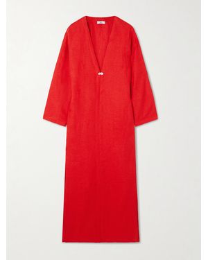 SARA CRISTINA Kaftan Aus Leinen Mit Perle - Rot