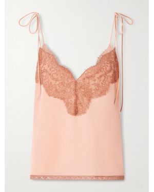 Valentino Garavani Lace-Trimmed Silk Crepe De Chine Camisole - Pink