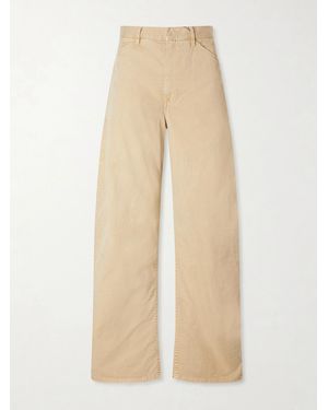 Nili Lotan Tribeca Brushed Cotton-Blend Twill Barrel-Leg Trousers - Natural