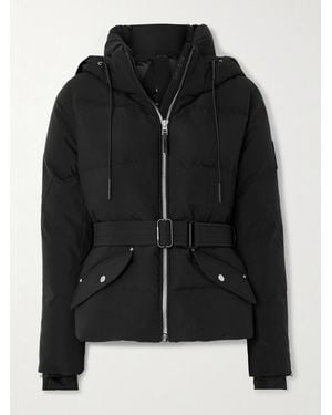 Rudsak Caira Belted Padded Quilted Recycled-Stormshell Hooded Down Ski Jacket - Black