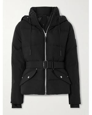 Rudsak Caira Belted Padded Quilted Recycled-Stormshell Hooded Down Ski Jacket - Black