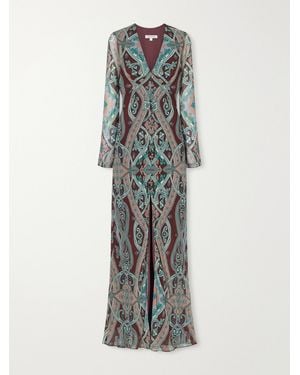 Veronica Beard Daciana Printed Silk-Georgette Maxi-Dress - Multicolour