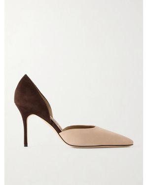 Manolo Blahnik Taylerbinu 90 Two-Tone Suede Pumps - Brown