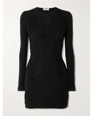 Agolde Abbi Ruched Stretch-Lyocell Mini Dress - Black