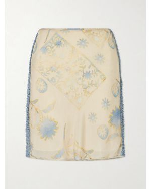 SIR. Cecile Ruffled Printed Chiffon Midi Skirt - Natural