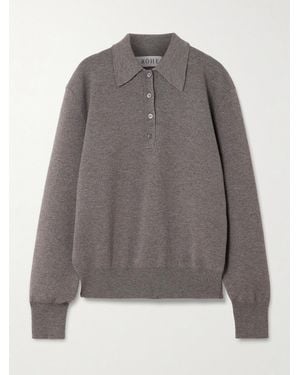 Rohe Wool And Cashmere-Blend Polo Shirt - Grey