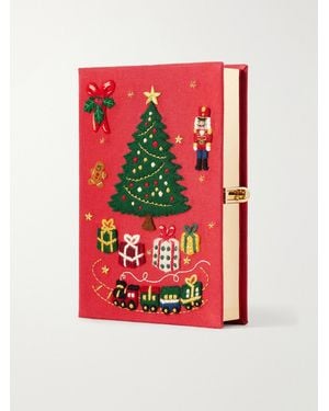Olympia Le-Tan Christmas Holidays Embroidered Canvas Clutch