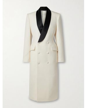 Wardrobe NYC Double-Breasted Satin-Trimmed Wool-Crepe Midi Dress - White