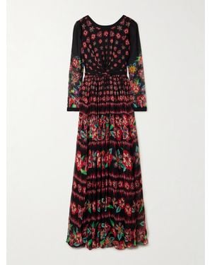 Saloni Blythe-B Robe Aus Chiffon Aus Einer Seidenmischung - Rot