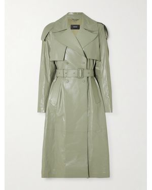 Mackage Carmela Doppelreihiger Trenchcoat Aus Leder Mit Gürtel - Grün