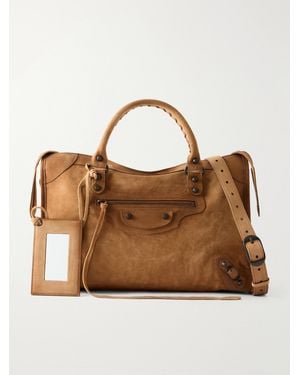 Balenciaga Le City Medium Suede Shoulder Bag - Brown