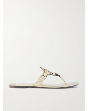 Tory Burch Miller Cutout Metallic Synthetic Material Sandals - White