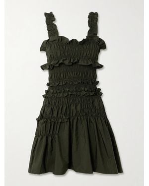 Cecilie Bahnsen Oona Minikleid Aus Taft Mit Raffungen Und Rüschen - Grün