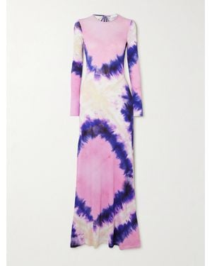 Rabanne Open-Back Tie-Dyed Stretch-Crepe Maxi Dress - Purple