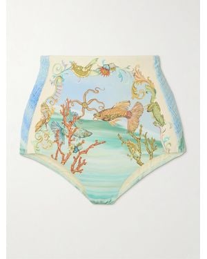 ALÉMAIS Emerald Cove Bikini-Höschen Mit Prints Und Raffungen - Blau