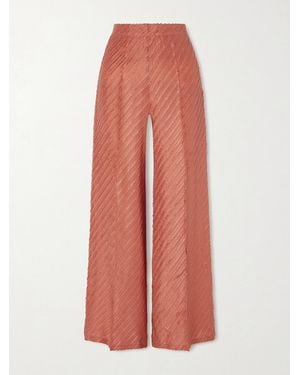 Giuliva Heritage Amanda Hose Mit Weitem Bein Aus Seide Mit Fransen - Pink