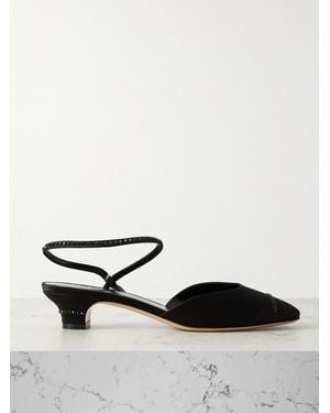 Le Monde Beryl Erika Crystal-Embellished Satin Court Shoes - White