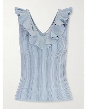 Zimmermann Aster Metallic Ruffled Top - Blue