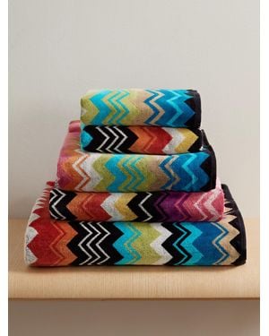 Missoni Giacomo Set Of Five Striped Jacquard-Knit Cotton-Terry Towels - Blue