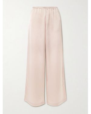 Leset Barb Washed-Satin Wide-Leg Trousers - Pink