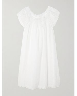 Doen Lelia Embroidered Lace-Trimmed Organic Cotton-Voile Nightdress - White