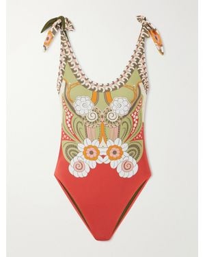 La DoubleJ Pammy Knotted Printed Swimsuit - Red